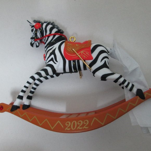 Hallmark 2022 Rocking Horse zebra Memories Christmas Tree Ornament NEW NIB - Picture 7 of 8